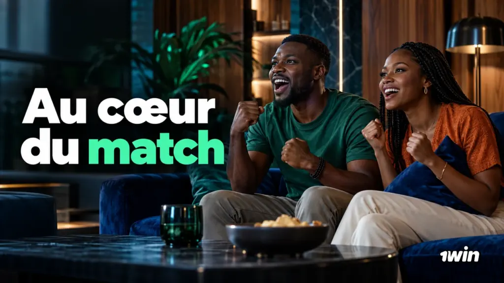 Deux supporters adultes regardant un match depuis leur salon